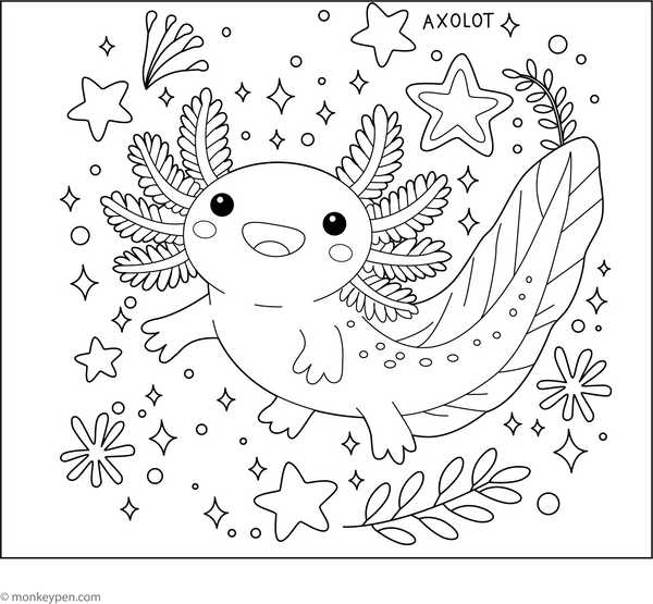 Free Printable Axolotls Coloring Book