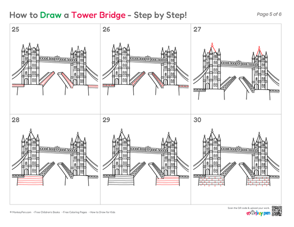 Cute Tower Bridge sketch for kids