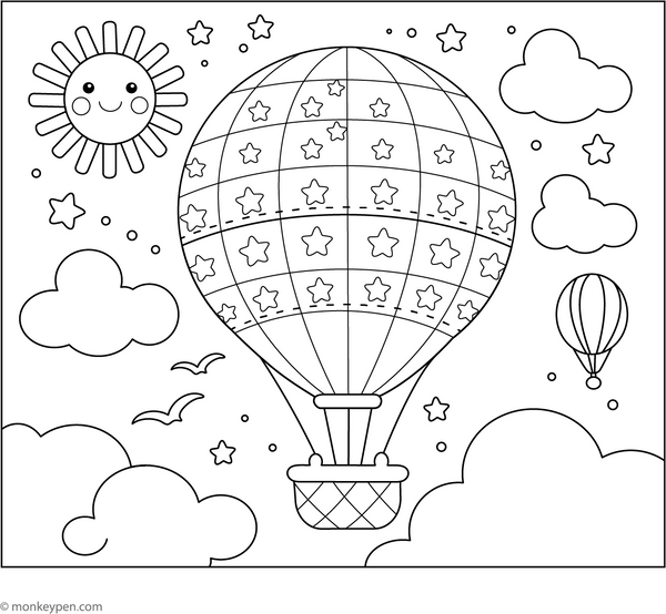 Hot Air Balloon Coloring Page