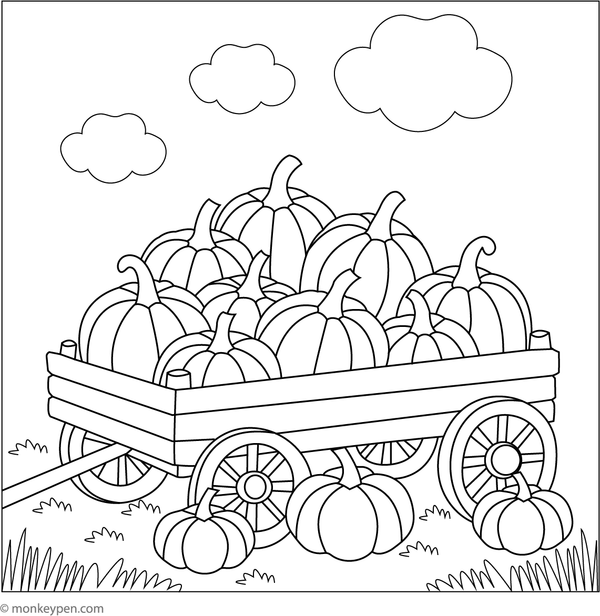 Printable  Pumpkin Harvest Time  Coloring Page