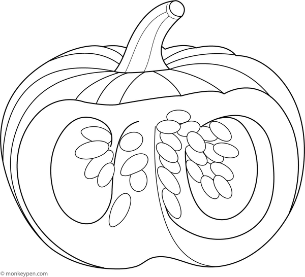 Printable Pumpkin Slice Coloring Picture