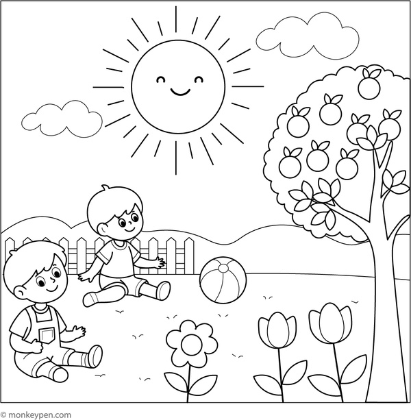 Printable Sunny Days Coloring Image for Kids
