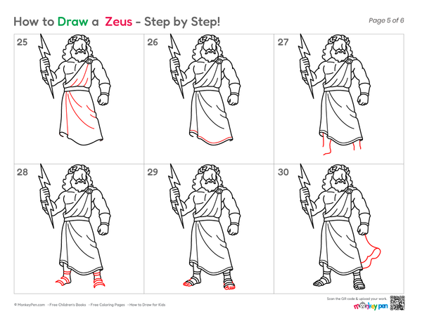 How to Draw Zeus – Simple Step-by-Step Mythology Drawing for Kids