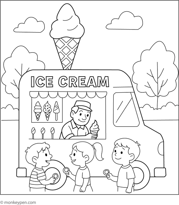 Free Printable Ice Cream Truck at the Park