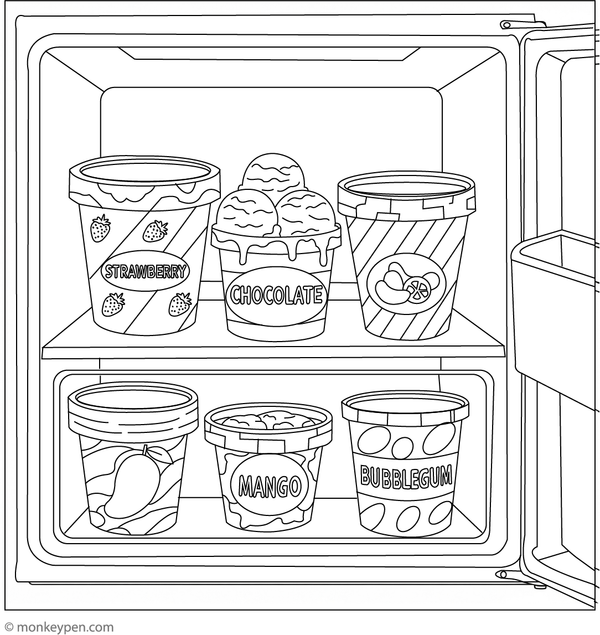 Free Printable Ice Cream Freezer Coloring Picture