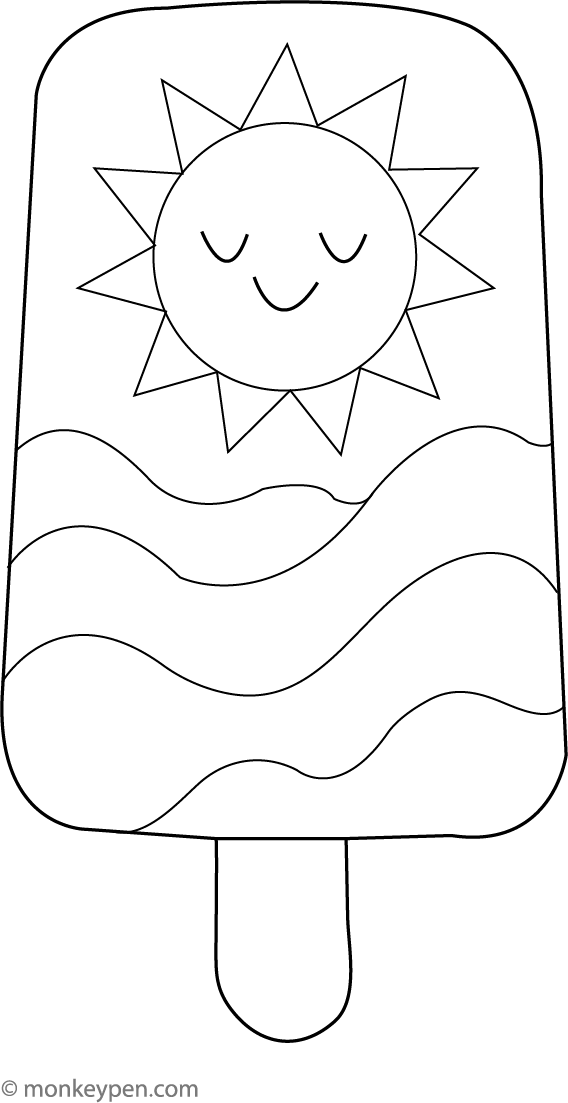 Free Printable Cute Popsicle Coloring Sheet for Kids