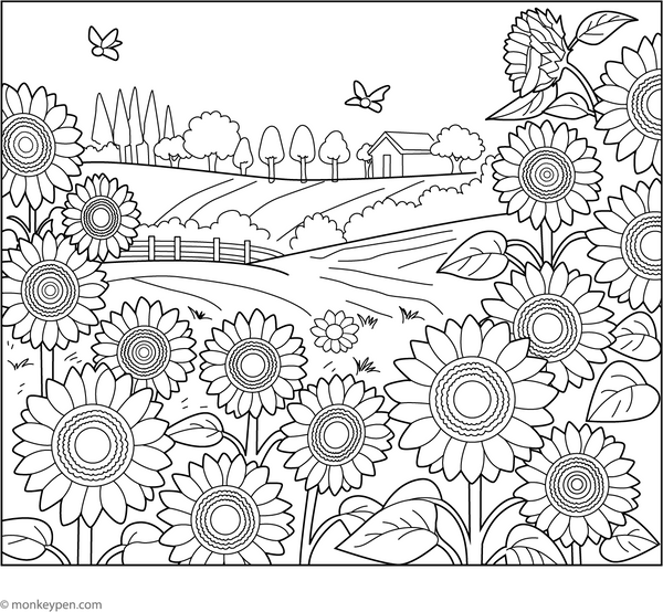 Sunflower Garden Coloring Page