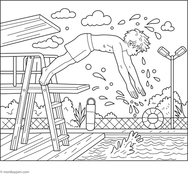 Free Diving Coloring Page – fun and educational printable for children