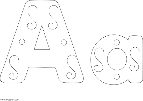 Alphabet Coloring worksheet where children can trace and color the letter A, suitable for preschoolers developing handwriting and phonics skills.