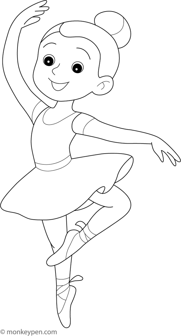 Ballerina spinning in a pirouette, illustrating motion and elegance, ready for coloring.