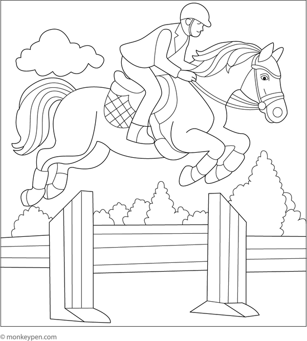 Horse Riding Coloring Page