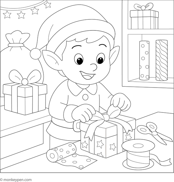 Elf Colouring Book