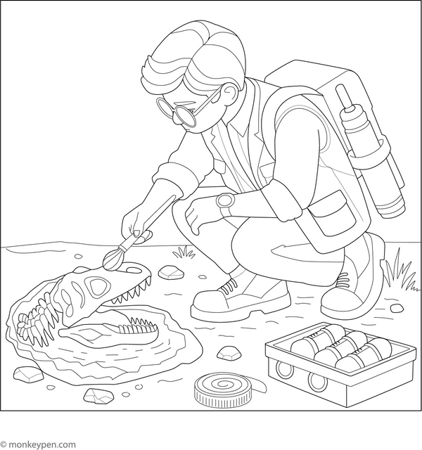 Dinosaur Fossil Coloring Page