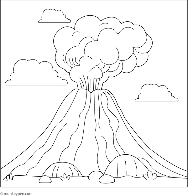 Volcano Coloring Page