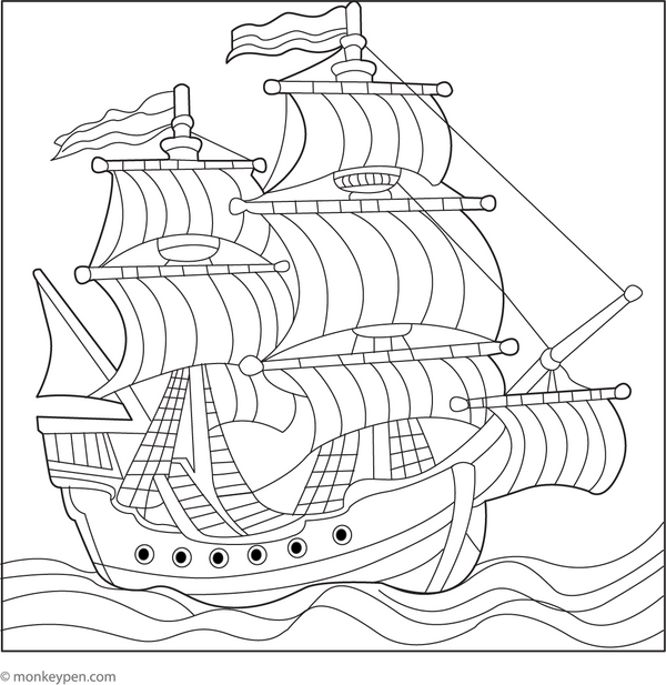 Galleon Boat Coloring Page – fun and educational printable for children