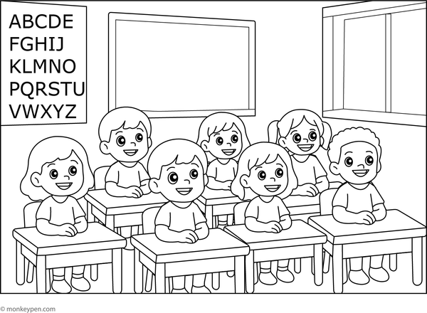 Preschool children sitting in a classroom, engaged in activities, ready to be Colored.