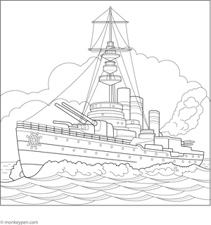 War Boat Coloring Page
