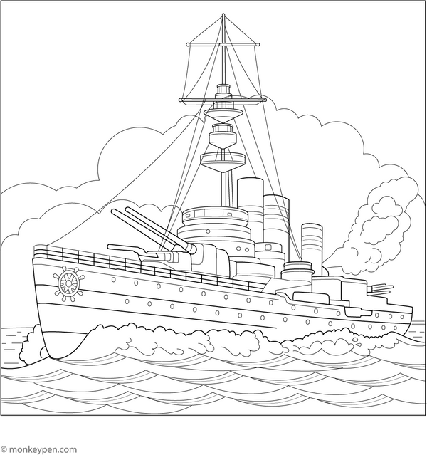 War Boat Coloring Page