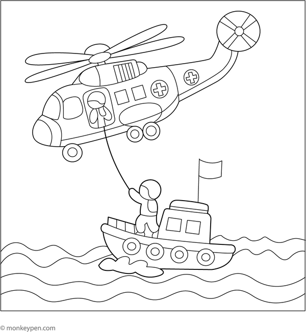 Rescue Helicopter Coloring Page