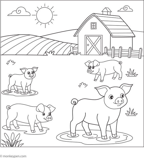 Farm Pig Coloring Page