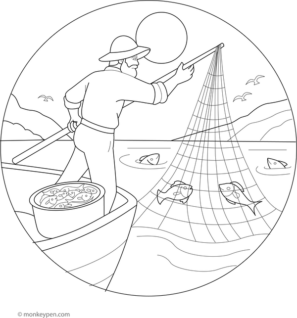 Fisherman Coloring Page