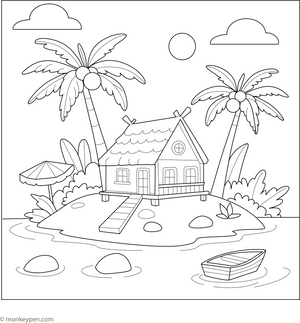 Island Resort Coloring Page