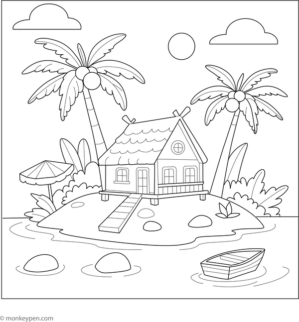 Island Resort Coloring Page
