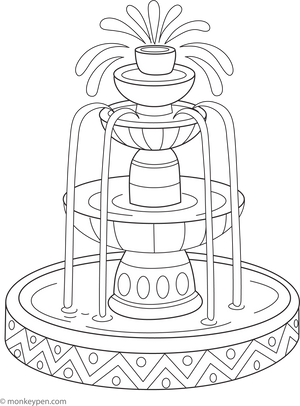 Water Fountain Coloring Page