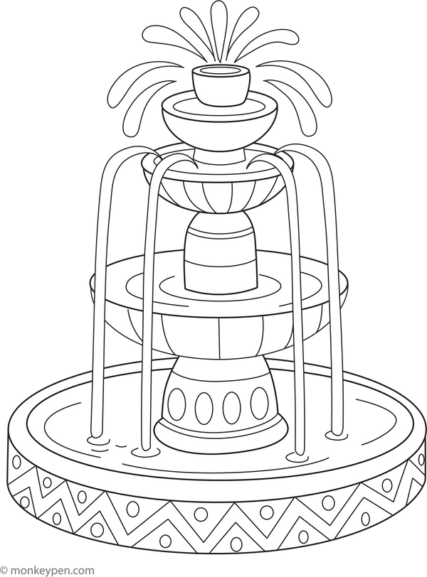 Water Fountain Coloring Page