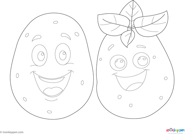 Simple coloring page of a single potato suitable for preschool and early learners.