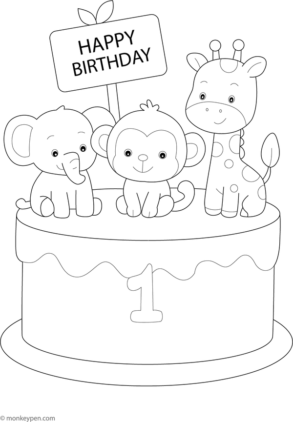 Cakes shaped and decorated like various animals, awaiting coloring.