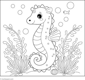 Seahorse Coloring Page– fun and educational printable for children