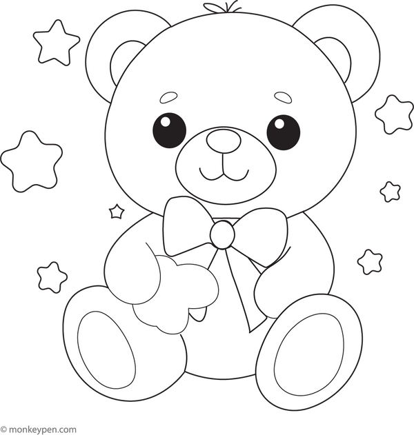 Cute Teddy Coloring Page