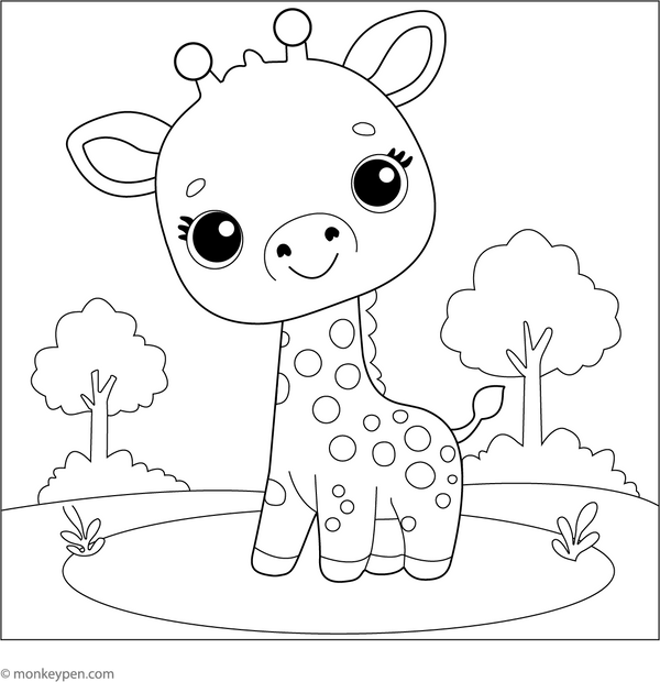 Baby Giraffe Coloring Page
