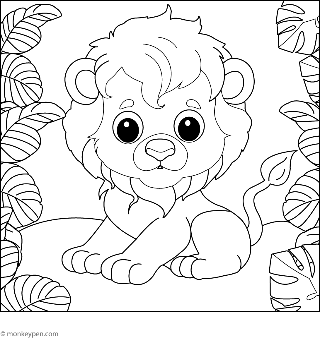 Baby Lion Coloring Page – Free Printable PDF for Kids