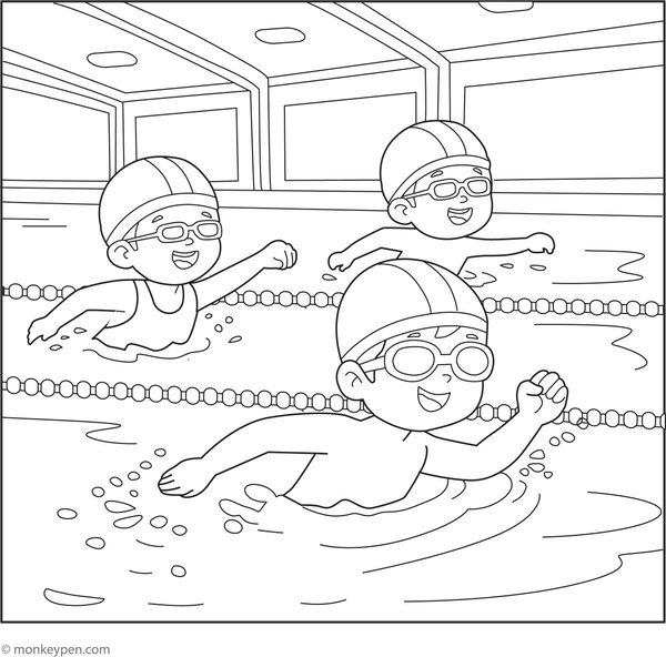 Swimming Coloring Page