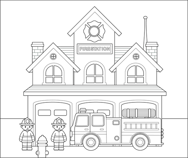 Fire Station coloring page – fun and educational printable for children