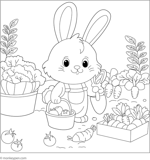 Downloadable Rabbit Coloring Book