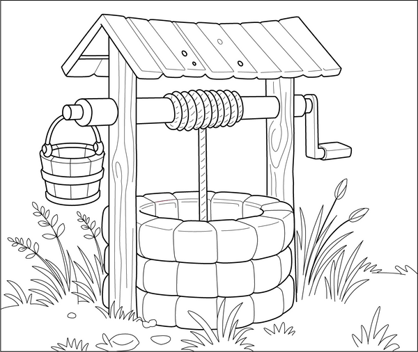 Well Water coloring page – fun and educational printable for children