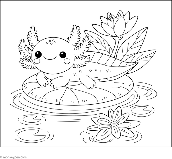 Free Printable Axolotls Coloring Book
