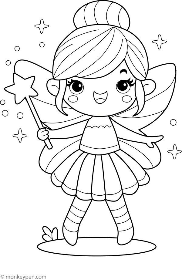 Fairy with Magic Stick Coloring Page