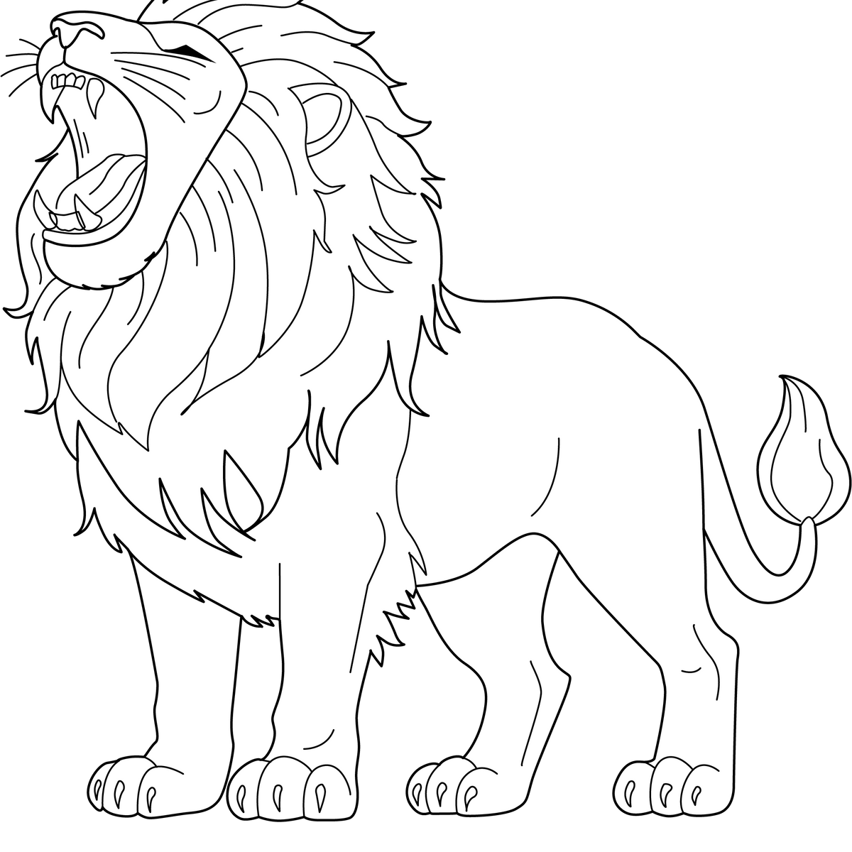 drawing of a lion roaring easy