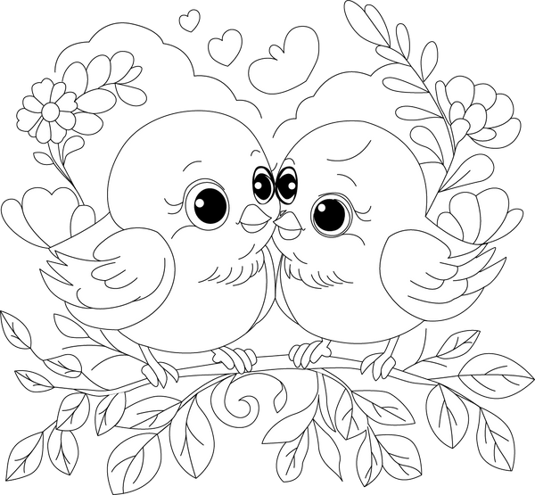 Love Birds coloring page – fun and educational printable for children