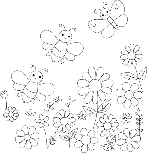 Butterflies And Bees Coloring Page – fun and educational printable for children