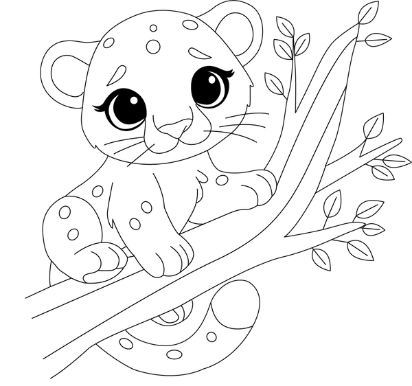 Baby Leopard Coloring Page – fun and educational printable for children
