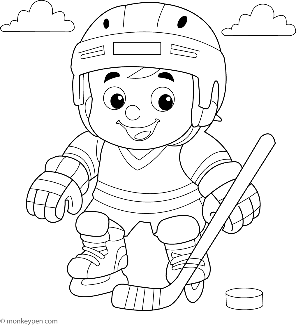 Tiny Hockey Player | Free Coloring Pages