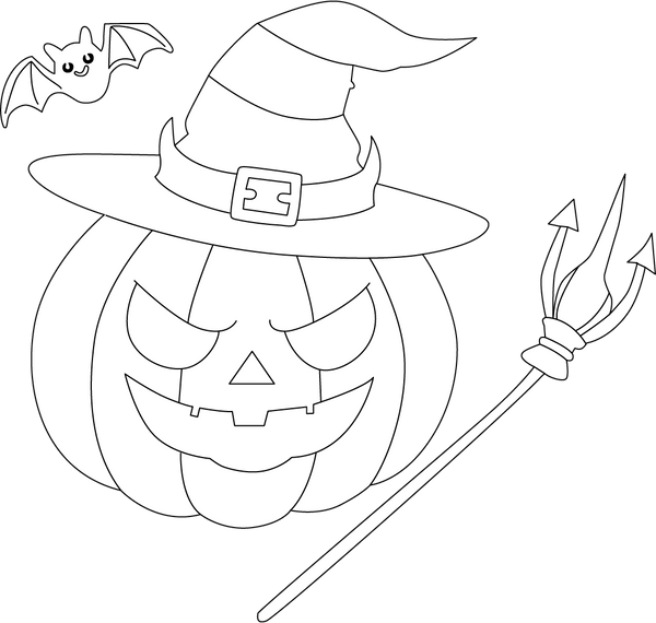 Devilish Halloween Pumpkin Coloring Page – fun and educational printable for children