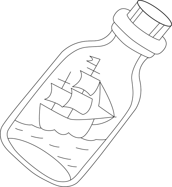 Bottle with Ship Coloring Page – fun and educational printable for children