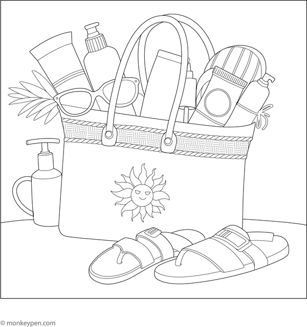 Beach Bag Coloring Page – fun and educational printable for children