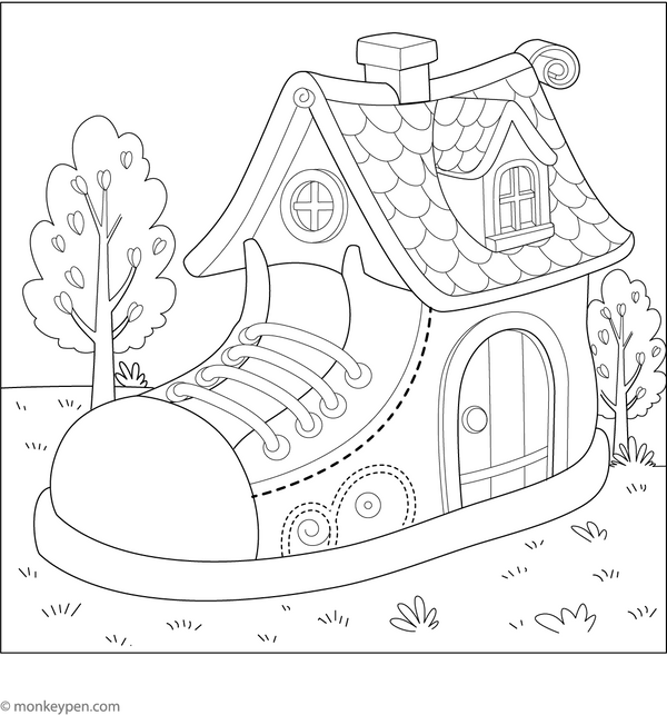 Shoe House Coloring Page